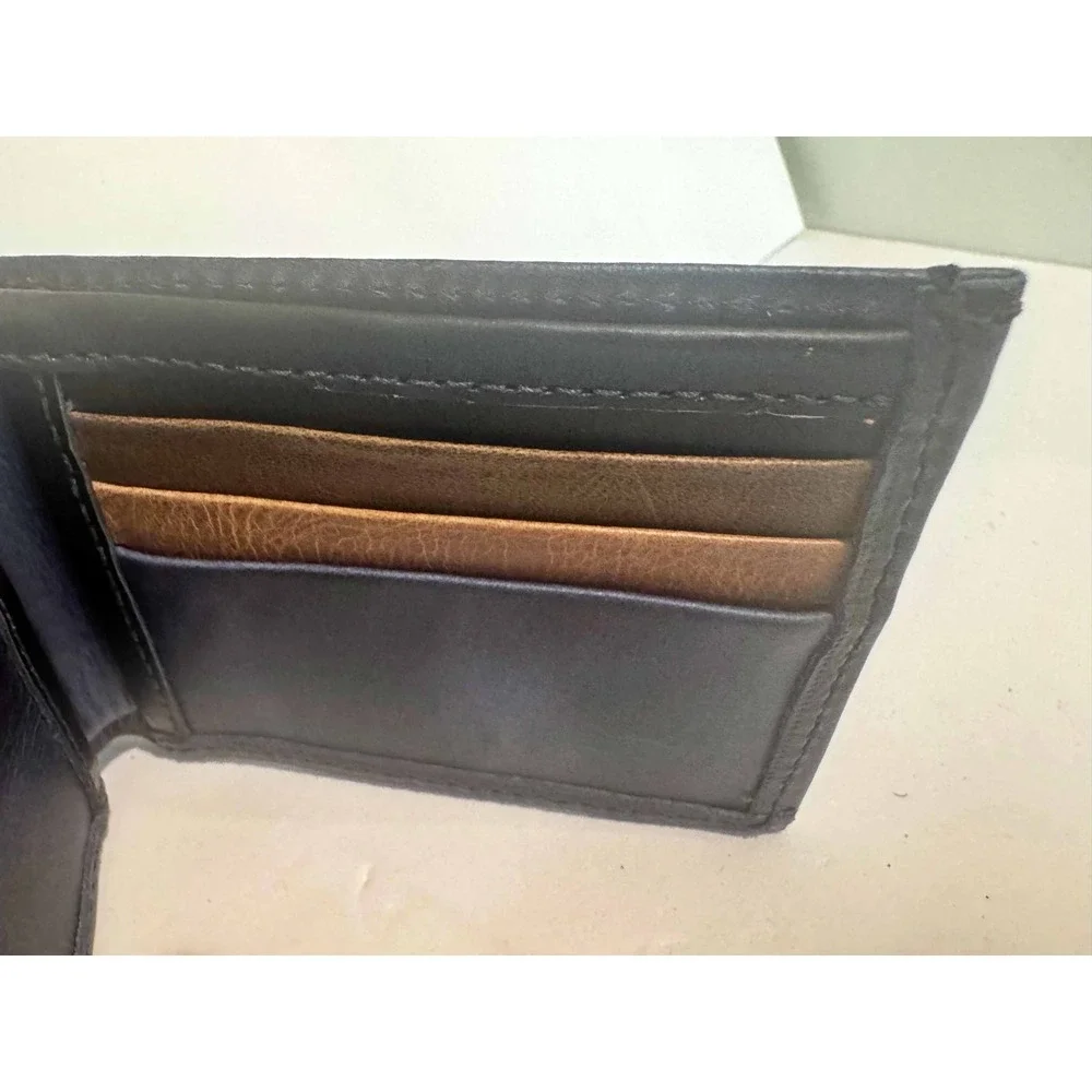 NWT Artisan Handmade Mens Bifold Genuine Leather Wallet Black